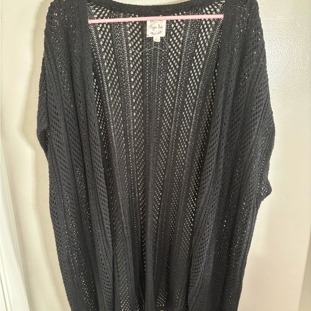 Hippie Rose Black Open-Front Cardigan Sweater